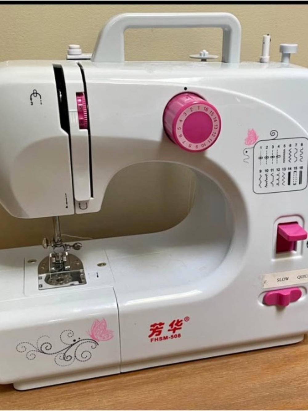 Sewing Machine in White and Pink
